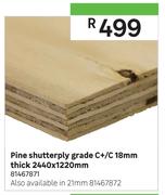 Pine Shutterply Grade C+/C 18mm Thick-2440 x 1220mm