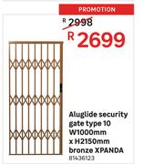 Xpanda Bronze Aluglide Security Gate Type 10-W1000mm x H2150mm 
