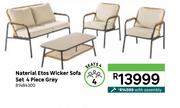 Naterial Etos Wicker Sofa Set 4 Piece Grey With Assembly 81484300