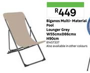 Biganos Multi Material Pool Lounger Grey W55cm x D86cm x H90cm 81457337