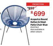 Acapulco Round Rattan & Steel Patio Chair Blue 81457343