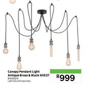 Canopy Pendant Light Antique Brass & Black 6 x E27 81459215