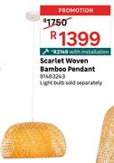 Scarlet Woven Bamboo Pendant With Installation 81483243
