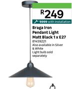 Braga Iron Pendant Light Matt Black 1 x E27 81459221