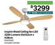 Inspire Wood Ceiling Fan LED 2200 Lumens With Installation Dia 122cm x H38cm 81483462