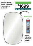 Inspire Mirror (Metal Oval Black) 50cm x 80cm With Installation 81458533