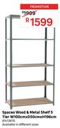 Spaceo Wood & Metal Shelf (5 Tier) W100cm x D50cm x H196cm 81413870