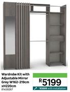 Wardrobe Kit With Adjustable Mirror (Grey) W132-219cm x H220cm 81459267