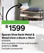 Spaceo Shoe Rack (Metal & Wood) 41cm x 84cm x 10cm 81461810
