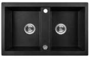 Laveo Double Bowl Drop In Kitchen Sink Black With Installation W51cm x L78cm x D17cm 81483746