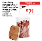 Fine Living Bamboo & Glass Food Storage Jar W8cm x H20cm 81485967