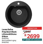 Laveo Dafne Prep Bowl Black With Installation L51cm x W51cm x D19cm 81483744