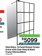 Mont Blanc 12 Panel Shower Screen & Arm 120cmX200cm With Installation 8144438