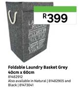 Foldable Laundry Basket (Grey) 40cm X 60cm 81482912