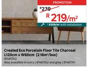 Created Eco Porcelain Floor Tile Charcoal L120cm x W60cm (2.16 Sqm/Box) 81481743-Per Sqm