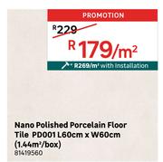 Nano Polished Porcelain Floor Tile PD001 L60cm x W60cm (1.44 Sqm/Box) With Installation 81419560-per