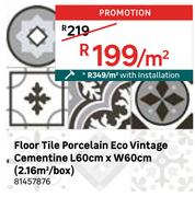 Floor Tile Porcelain Eco Vintage Cementine L60cm x W60cm (2.16 Sqm/Box) 81457876-Per Sqm