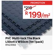 PVC Multi Lock Tile Black L50cm x W50cm (1 Sqm/Pack) 81423582-Per Sqm