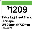 Table Leg Steel Black U-Shape W500mm x H730mm 81444224