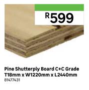 Pine Shutterply Board C+C Grade T18mm x W1220mm x L2440mm 81477431