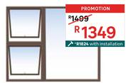 Aluminium Top Hung Window Bronze W1500mm x H1200mm With Installtion 81472228