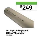 PVC Pipe Underground 100 Kpa 110mm x 6m 81411531