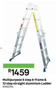 Multipurpose 6 Step A Frame & 12 Step Straight Aluminium Ladder 81482704