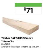 Timber SAP SABS 38mm x 114mm x 3m 81424110