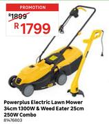 Powerplus Electric Lawn Mower 34cm 1300W & Weed Eater 25cm 250W Combo 81476803