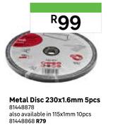 Metal Disc 115 x 1mm 10 Pcs 81448868