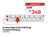 12 Way Single Switch USB Surge Protector Multiplug 81481793