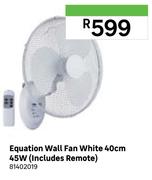 Equation Wall Fan White 40cm 45w (Includes Remote) 81402019