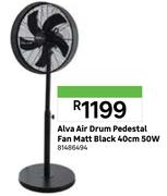 Alva Air Drum Pedestal Fan Matt Black 40cm 50W 81486494