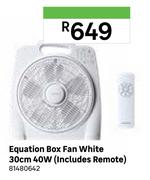 Equation Box Fan White 30cm 40w (Includes Remote) 81480642