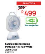 Eurolux Rechargeable Portable Mini Fan White 20cm 24w 81487978