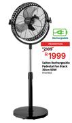 Salton Rechargeable Pedestal Fan Black 30cm 50W 81441692