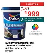 Dulux Weatherguard Fine Textured Exterior Paint Brilliant White 81416391-20L