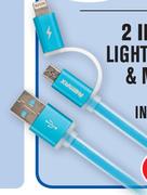 2 In 1 USB To Lightning 8 Pin & Micro-USB With LED Indicator Light 16-1000