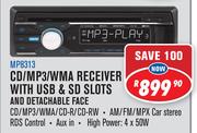 Dixon CD/MP3/WMA Receiver With USB & SD Slots And Detachable Face MP8313