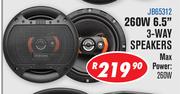 Jebson 260W 6.5" 3-Way Car Speakers JB65312