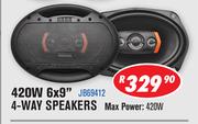 Jebson 420W 6X9" 4-Way Car Speakers JB69412