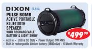 Dixon Pulse Bomb Active Portable Bluetooth Speaker ET-S15L With Rechargeable Battery & Light Show