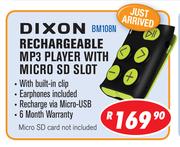 Dixon Rechargeable MP3 Player With Micro SD Slot BM108N