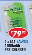 Ni-MH Rechargeable Batteries 4 x AAA 1000Mah Pre Charged AAA/1000