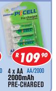 Ni-MH Rechargeable Batteries 4 x AA 2000Mah Pre Charged AA/2000