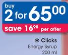 Clicks Energy Syrup-2x200ml