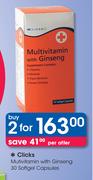 Clicks Multivitamin With Ginseng 30 Softgel Capsules-2s