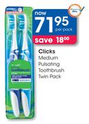 Clicks Medium Pulsating Toothbrush Twin Pack-Per Pack