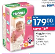 Huggies Gold Disposable Nappies Jumbo Pack Boy Or Girl-Per Pack