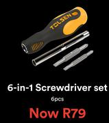 Tolsen 6-In-1 Screwdriver Set (6 Pieces)